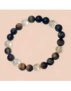 Bracelet 3 yeux Citrine Pierres rondes 8mm (s)