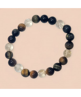 Bracelet 3 yeux Citrine Pierres rondes 8mm (s)