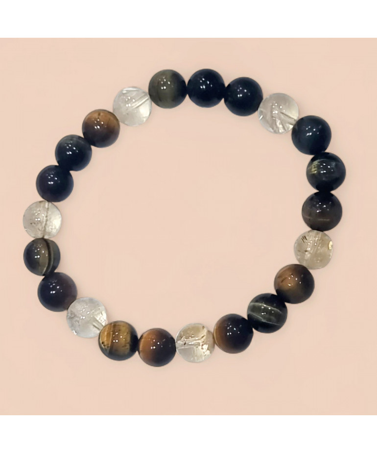 Bracelet 3 yeux Citrine Pierres rondes 8mm (s)