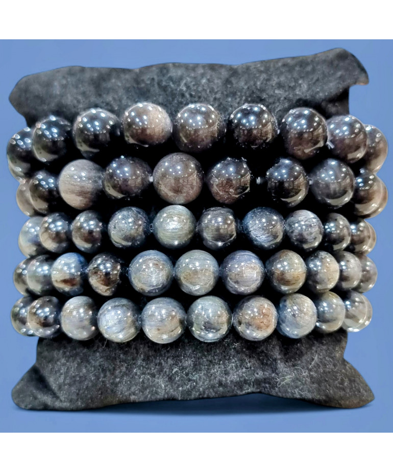 Bracelet Cyanite noire Pierres rondes (s)