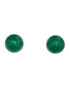 Boucles Agate verte boule Argent 925 (s)