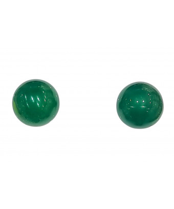 Boucles Agate verte boule Argent 925 (s)