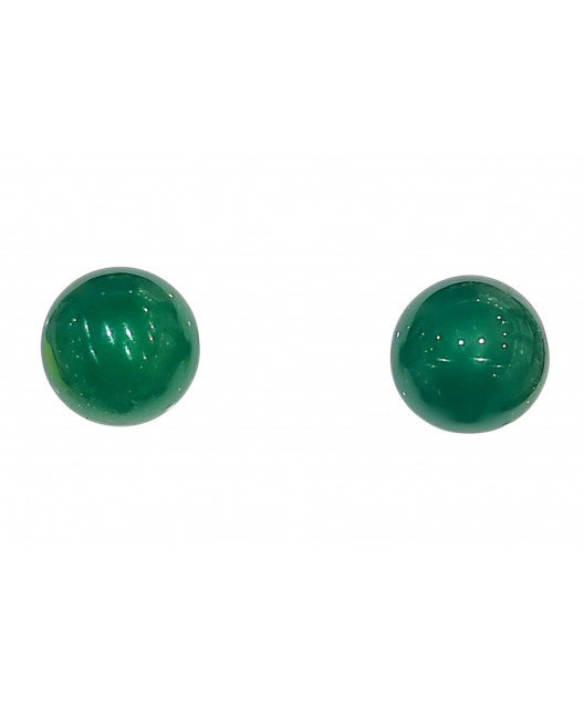 Boucles Agate verte boule Argent 925 (s)