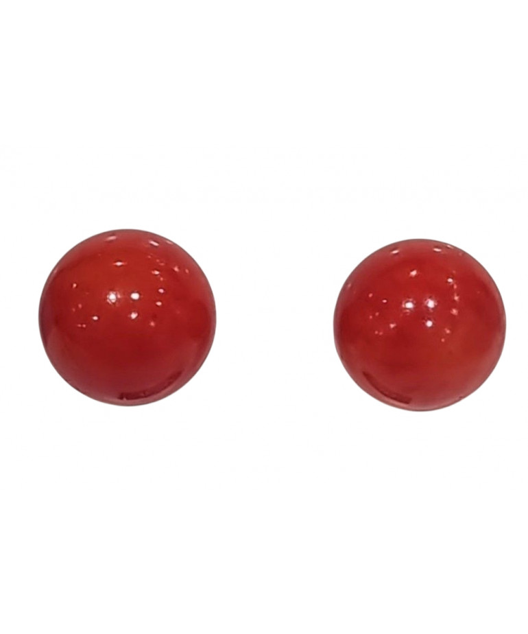 Boucles Corail Boule Argent 925 (s)