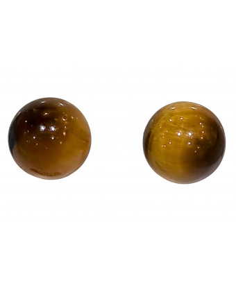 Boucles Œil de tigre Boule Argent 925 (s)