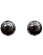 Boucles Hématite Boule Argent 925 (s)