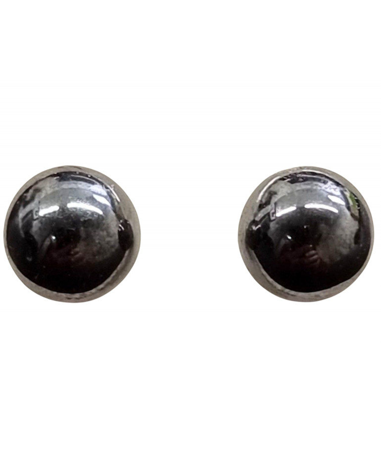 Boucles Hématite Boule Argent 925 (s)