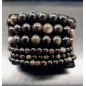 Bracelet Obsidienne Argentée Pierre rondes (s)