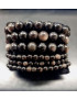 Bracelet Obsidienne Argentée Pierre rondes (s)