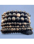 Bracelet Obsidienne Argentée Pierre rondes (s)