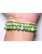 Bracelet Chrysoprase Citron pierres rondes