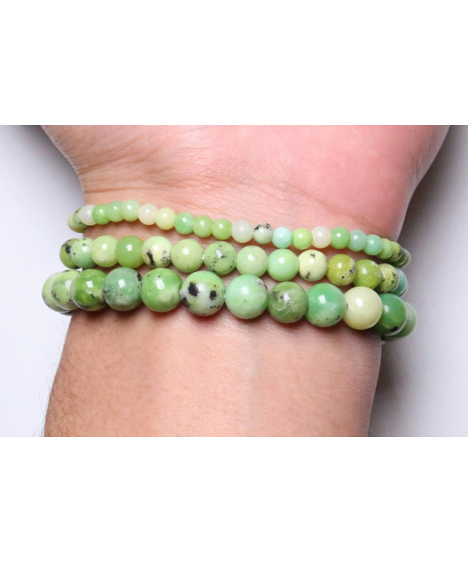 Bracelet Chrysoprase Citron pierres rondes