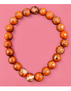 Bracelet Jaspe rouge Pierres Rondes Facettés 8mm