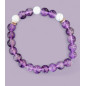 Bracelet Améthyste et Calcédoine Pierres rondes 8mm (s)