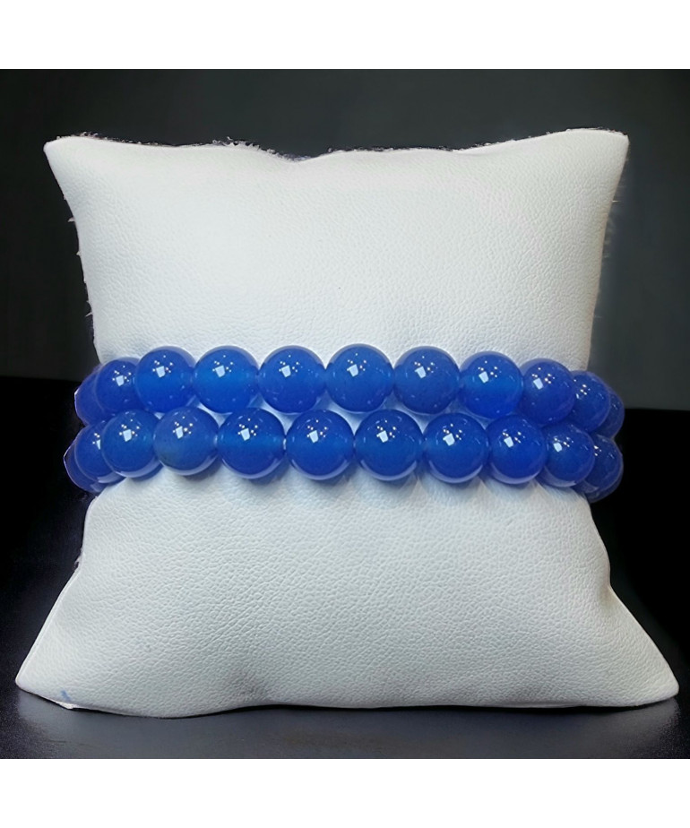 Bracelet Agate bleue naturelle Pierres rondes (s)
