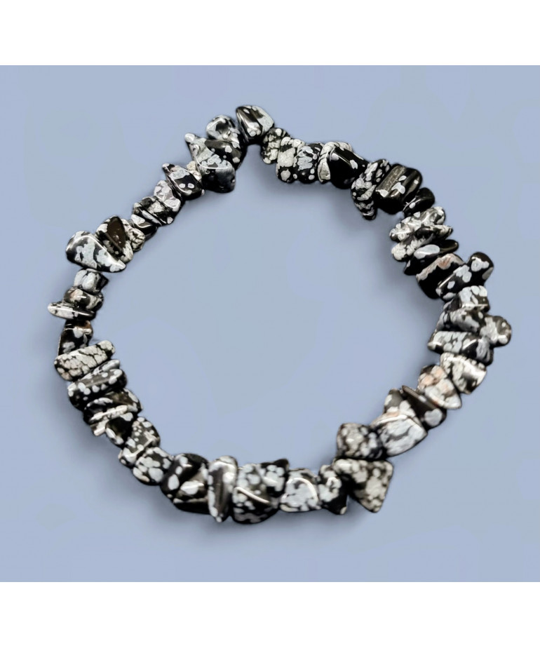Bracelet Obsidienne Neige Baroque (s)