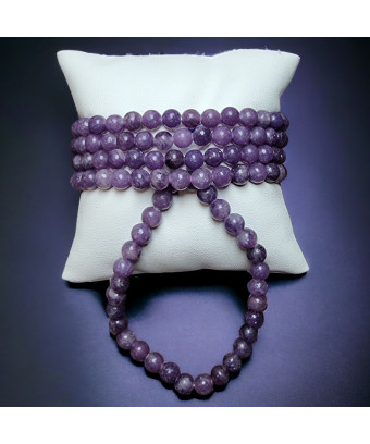Bracelet Lépidolite A+ Pierres rondes 6mm (s)