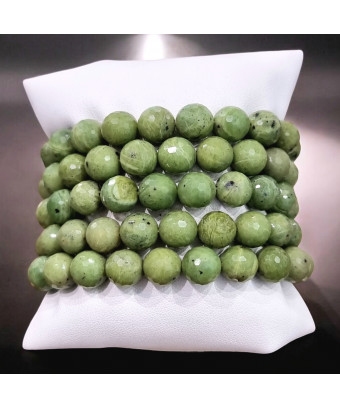 Bracelet Jade A+ Facetté Pierres rondes 10mm