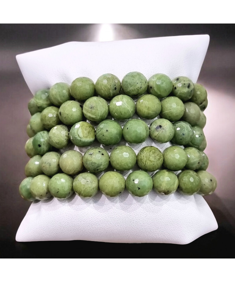 Bracelet Jade A+ Facetté Pierres rondes 10mm