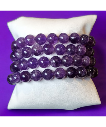 Bracelet Améthyste A+ Pierres rondes (s)