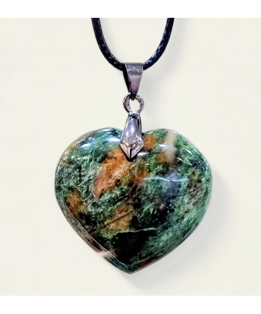 Pendentif Chrysoprase Cœur avec cordon