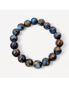 Bracelet Jaspe Impérial Bleu Pierres Rondes (s)