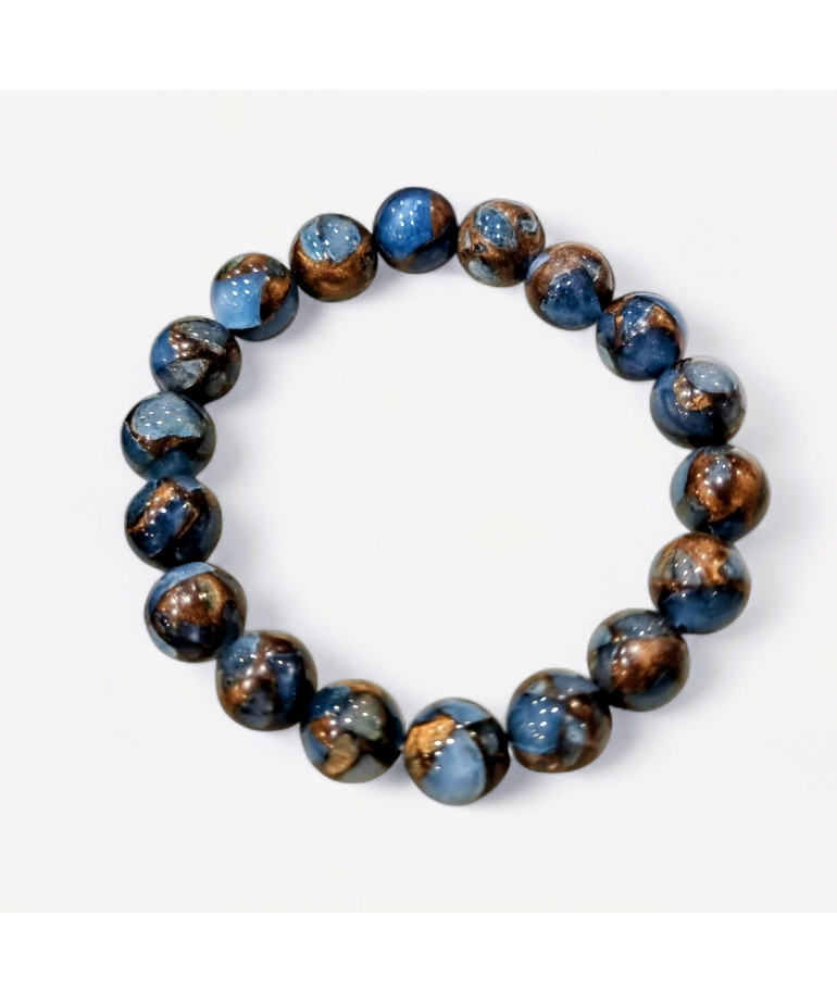 Bracelet Jaspe Impérial Bleu Pierres Rondes (s)