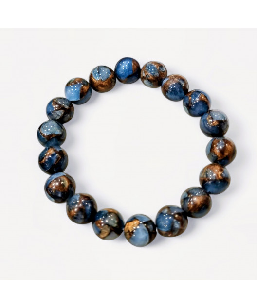 Bracelet Jaspe Impérial Bleu Pierres Rondes (s)