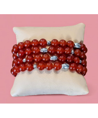Bracelet Cornaline avec Insert Pierres rondes 8mm