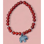 Bracelet Cornaline avec Insert Éléphant Pierres Rondes 6mm (s)