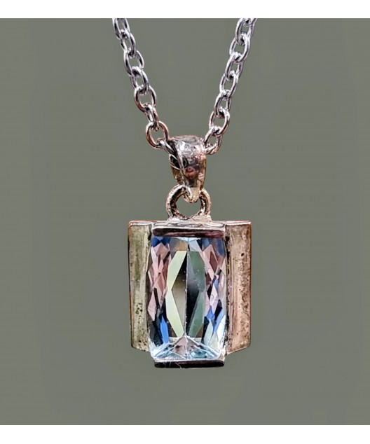 Pendentif Aigue marine Argent 925 avec Chaîne (s)
