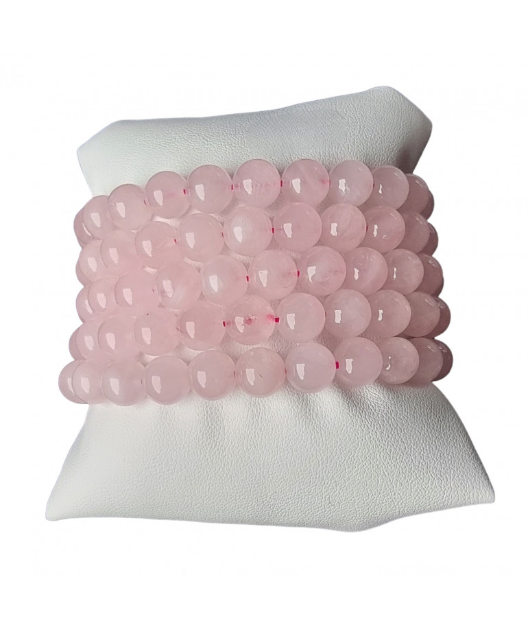 Bracelet Quartz Rose A+ Pierres Rondes