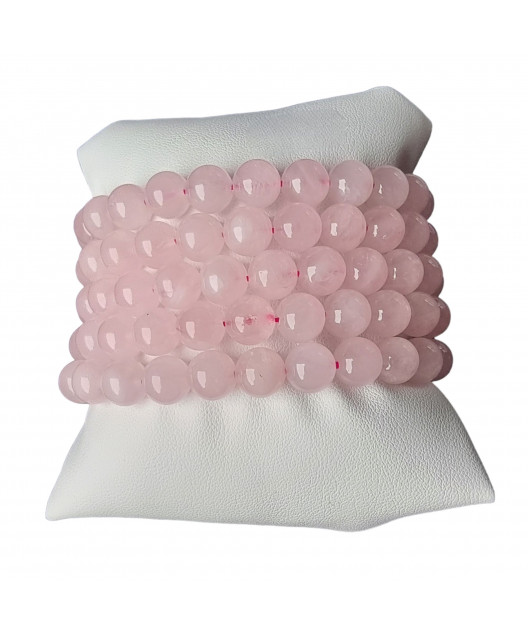 Bracelet Quartz Rose A+ Pierres Rondes