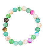 Bracelet Howlite Coquillage et Agate Pierres rondes 8mm