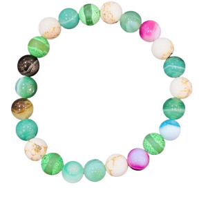 Bracelet Howlite Coquillage et Agate Pierres rondes 8mm
