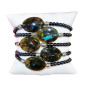 Bracelet Labradorite Cabochon et Hématite Pierres Rondes 4mm