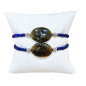 Bracelet Labradorite Cabochon et Lapis-lazuli Pierres Rondes 4mm