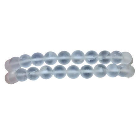 Bracelet Cristal de Roche mat Pierres Rondes de 8mm