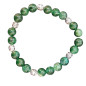 Bracelet Fuschite avec Inserts argentés Pierres Rondes 8mm