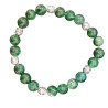 Bracelet Fuschite avec Inserts argentés Pierres Rondes 8mm