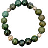 Bracelet Jaspe sanguin avec Inserts argentés Pierres Rondes 10mm