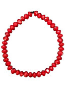 Bracelet Perles Swarovski Facettées Rouges