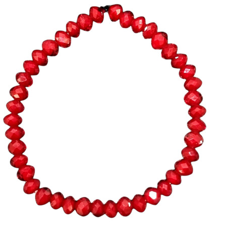 Bracelet Perles Swarovski Facettées Rouges