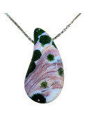 Pendentif Jaspe Orbiculaire sur Chaîne Acier