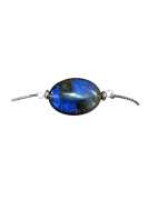 Bracelet Labradorite Cabochon sur Cable Acier réglable