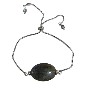 Bracelet Labradorite Cabochon sur Cable Acier réglable