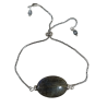 Bracelet Labradorite Cabochon sur Cable Acier réglable