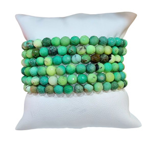 Bracelet Chrysoprase A+ Pierres Rondes Facettées 6mm