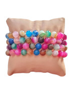 Bracelet Agate multicolore Pierres rondes 8mm Enfant (s)