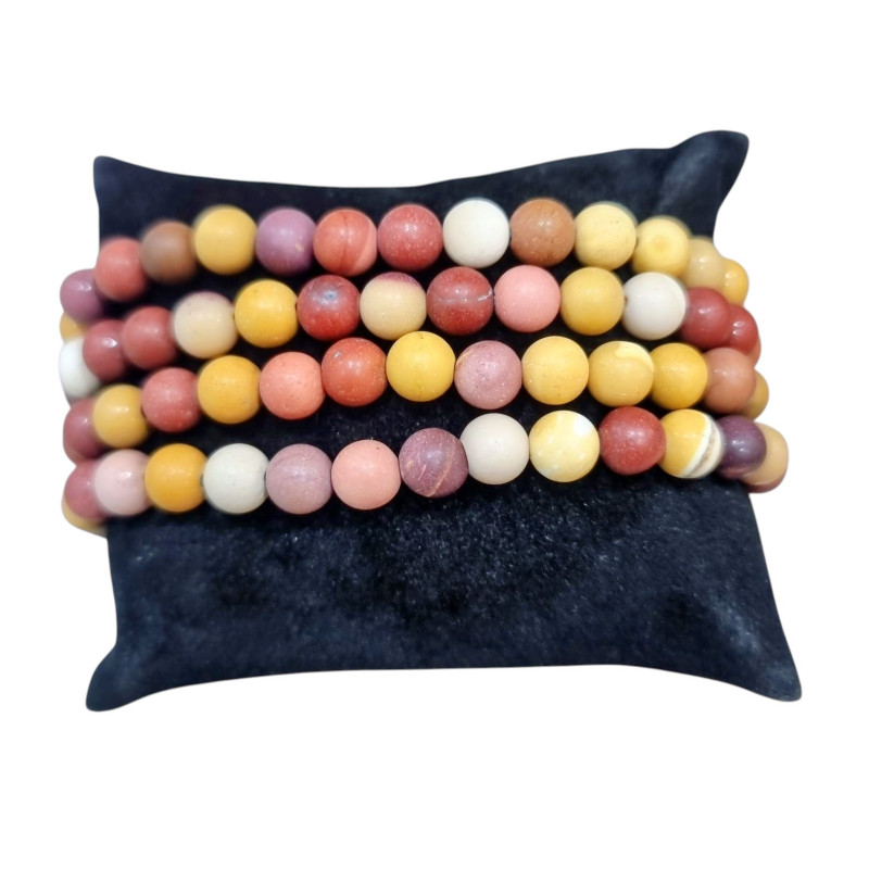 Bracelet Jaspe Mokaïte mat Pierres Rondes 8mm